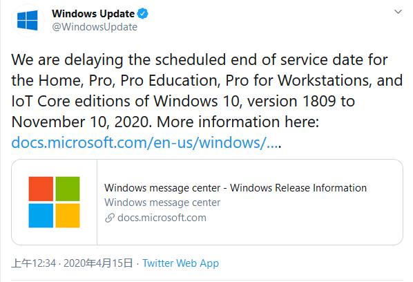 ΢Win10 1809֧չӳ1110