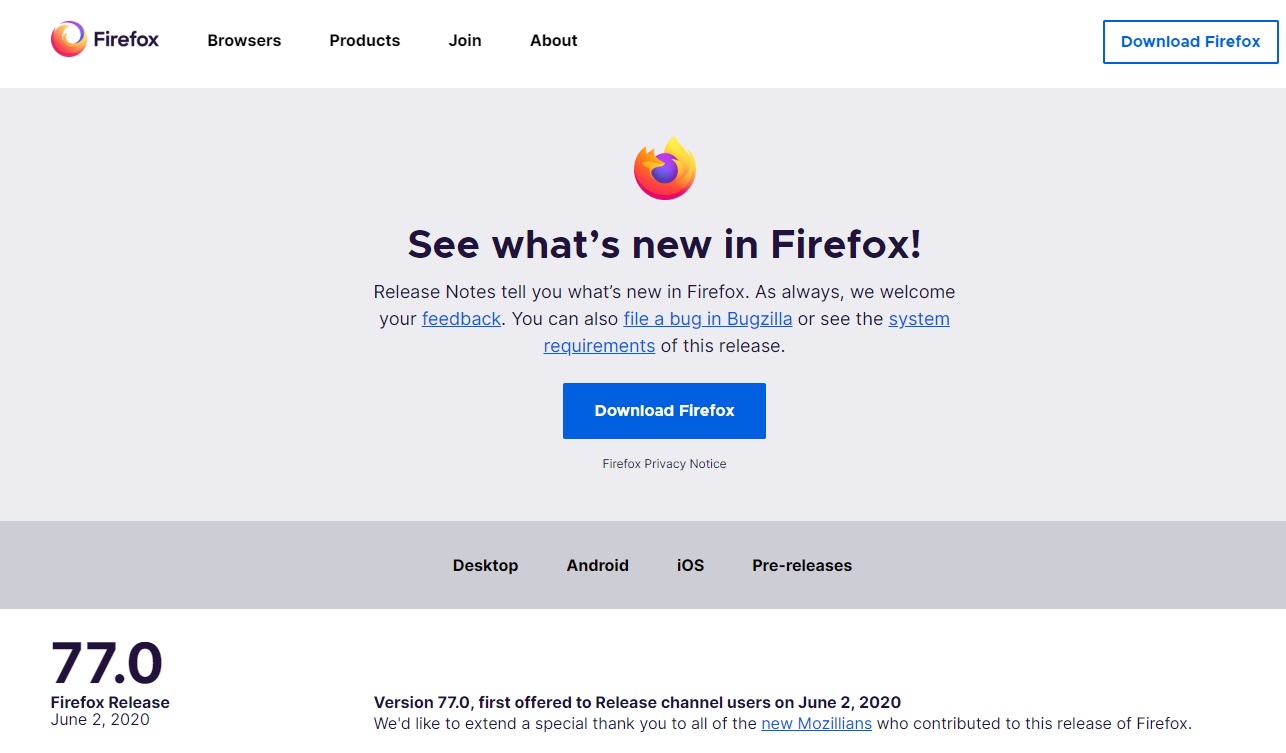 Firefox  77 ʽ淢