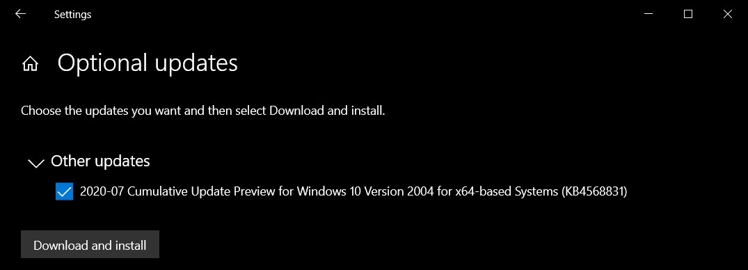 ΢ Win10 2004 Build 19041.423 ͣKB4568831