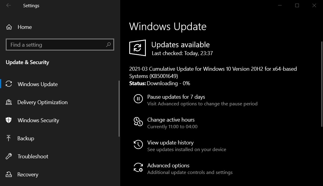 ΢ָ Windows 10 KB5001649 